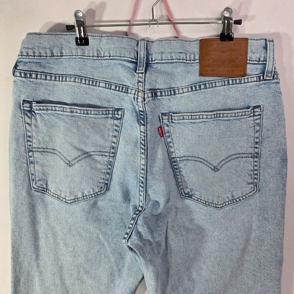 Levis 541 Athletic Taper Jeans Mens 36x28 (TAG 36x30) Light Wash Blue BIG E - Picture 13 of 15